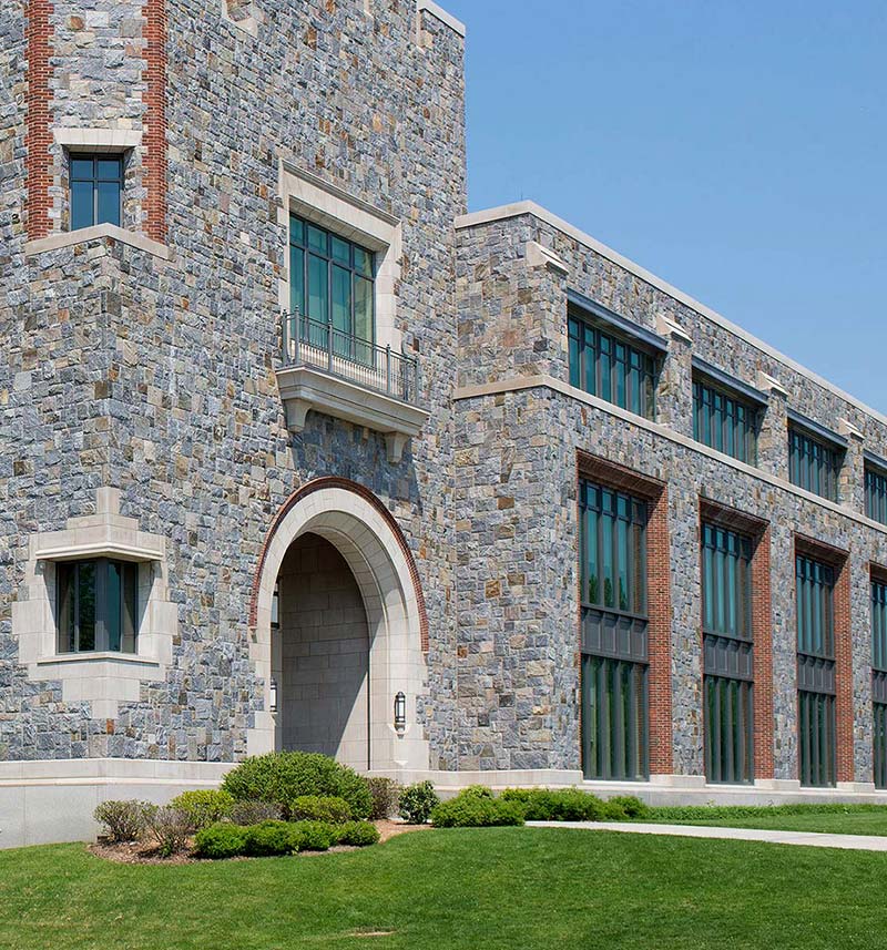 natural stone veneer on gothic building