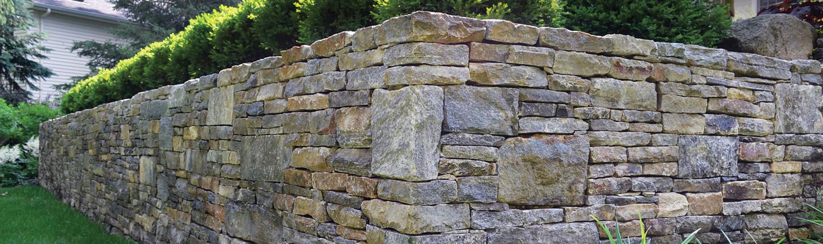Outdoor Wall made from Ticonderoga Granite stone
