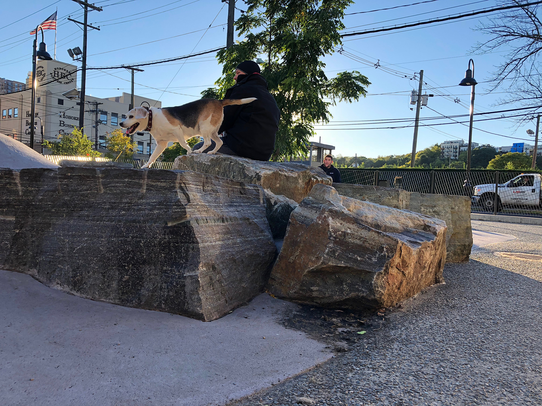 NYC Park with Large landscpaing stones