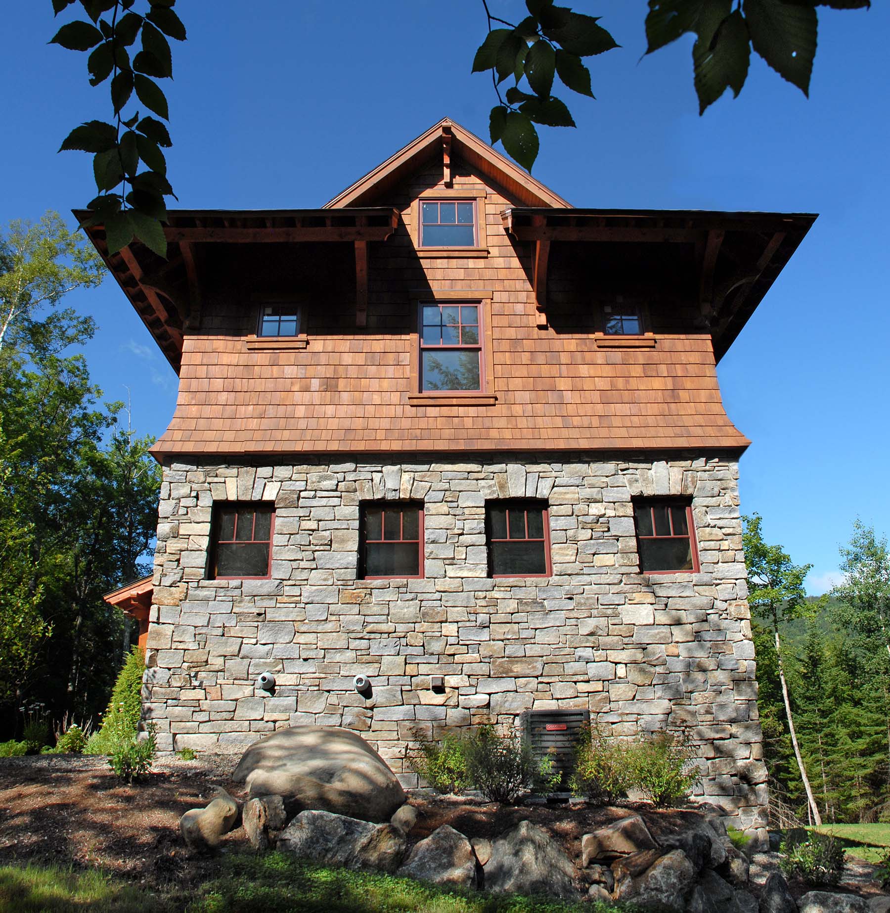 Residential Home with exterior of 1763 granite building stone veneer