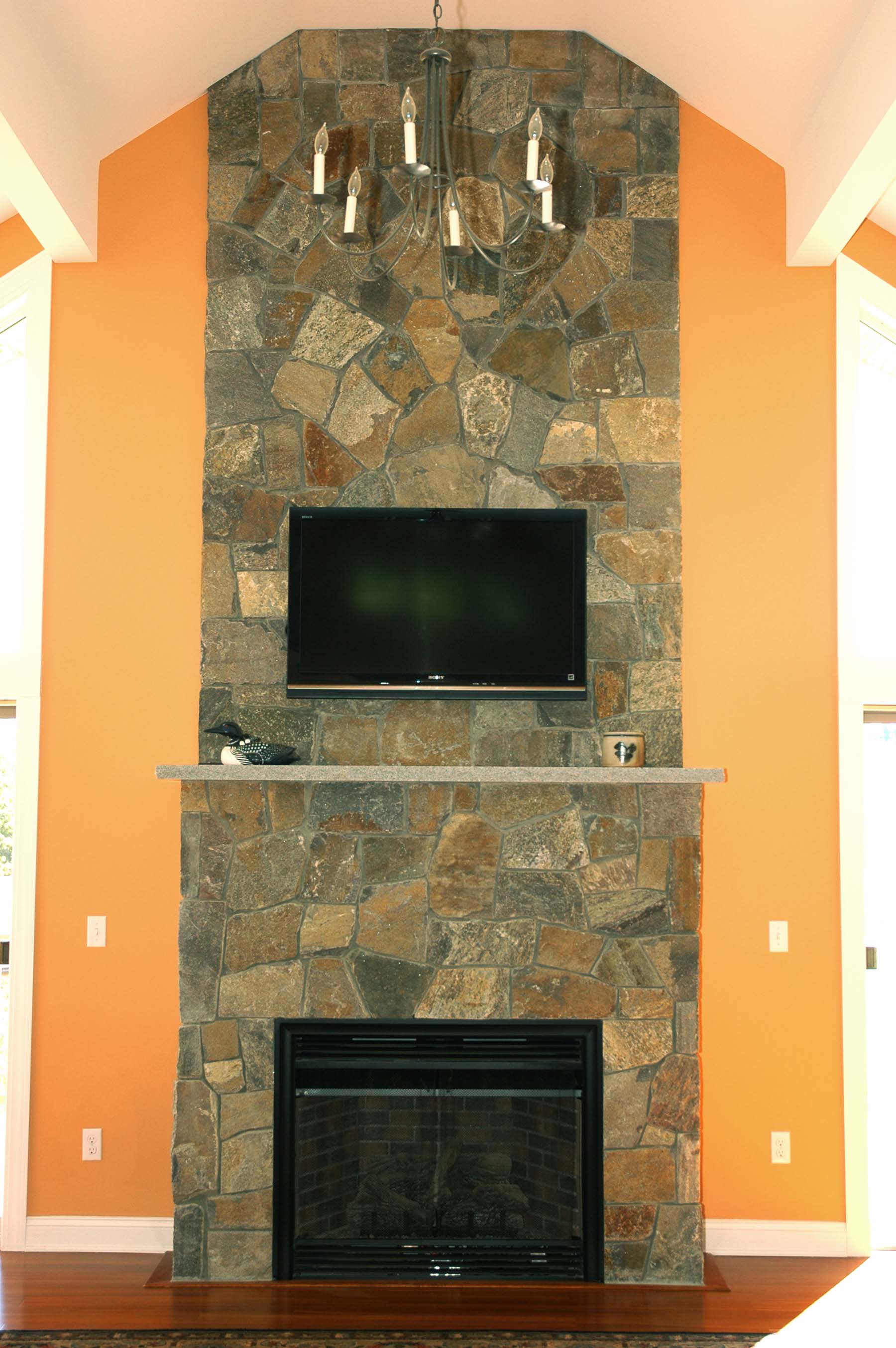 residential home with american granite natural stone fireplace
