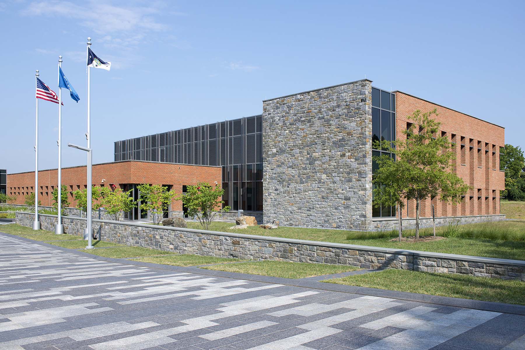 stone veneer wall on building at USCG Headquarters