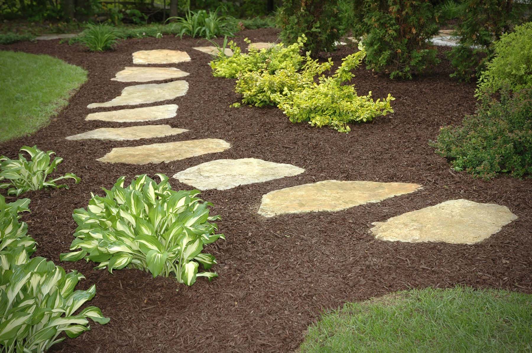South Bay Quartzite natural stone flagging walkway in garden
