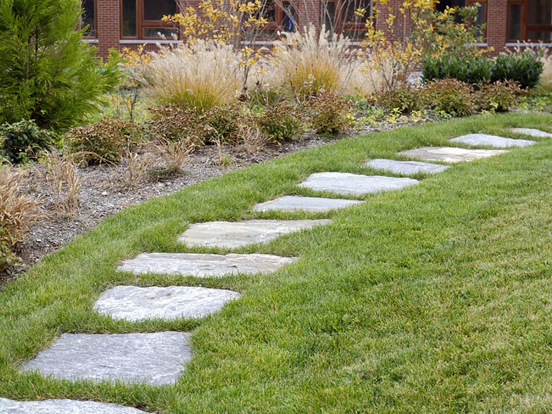 Ticonderoga Granite Flagging in lawn