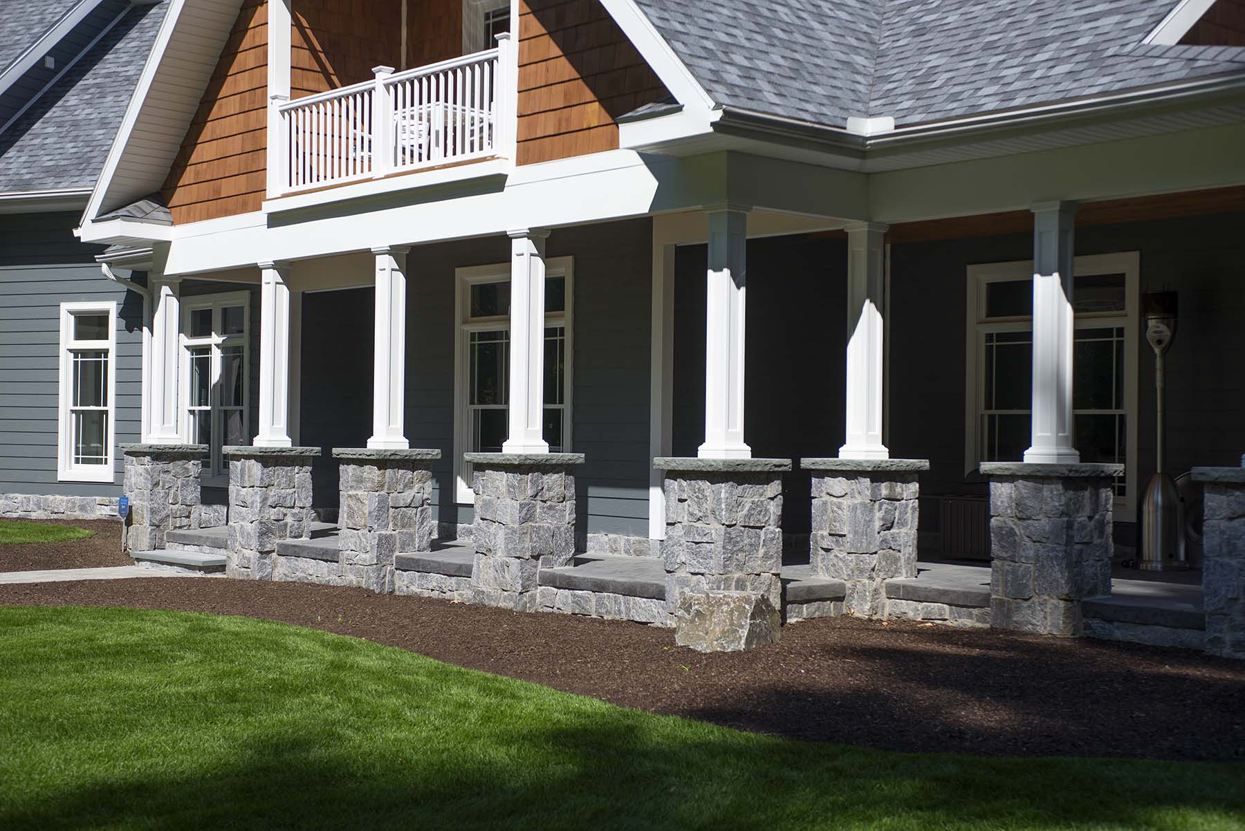 natural stone porch constructed from wood creek granite