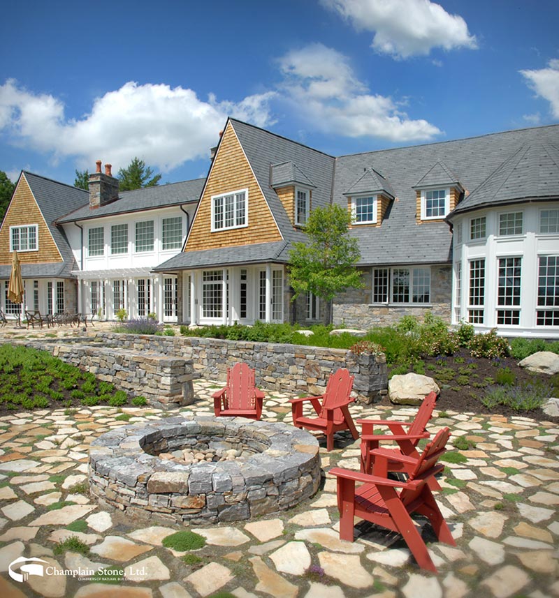 natural Adirondack stone patio at residential home
