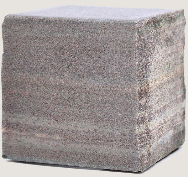 Cube of stone with sandblast finish